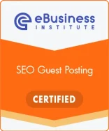 SEO Guest Posting Certified badge eBusiness Institute Orange badge for SEO Guest Posting won by Ridge Web Solutions
