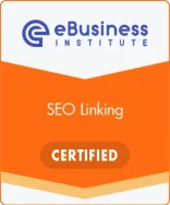 Orange Badge SEO linking Certification badge eBusiness Institute won by Ridge Web Solutions